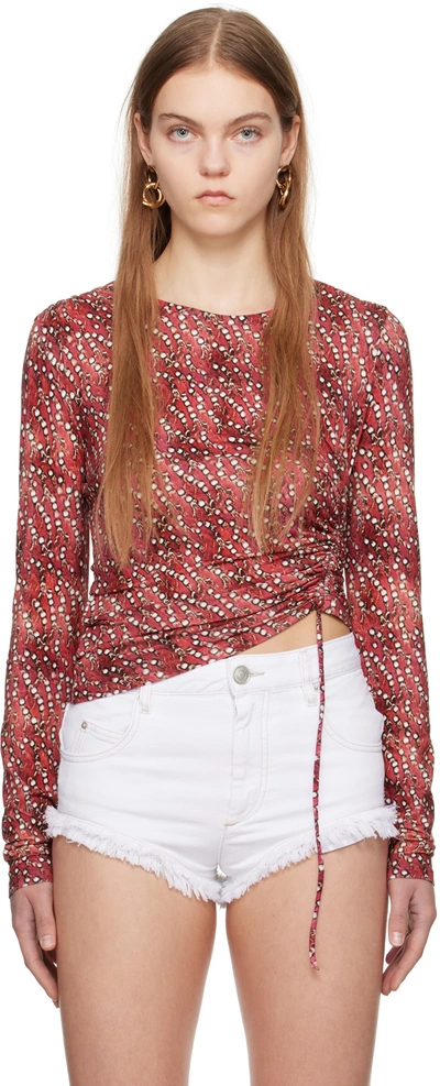 Isabel Marant Étoile Red Jazzy Long Sleeve T-shirt In Crbr Cranberry