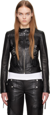 BLUMARINE BLACK GUÊPIÈRE LEATHER BIKER JACKET