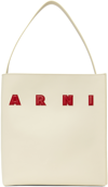 MARNI OFF-WHITE MEDIUM LEATHER MUSEO PATCHES TOTE