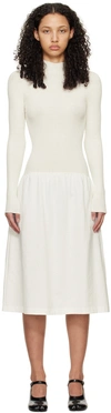 Mm6 Maison Margiela White Paneled Midi Dress In 101 Off White