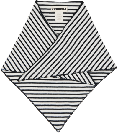 Cordera Black & White Merino Wool Bandana In Striped