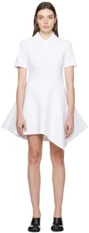 Jw Anderson Asymmetric Polo Cotton Mini Dress In White