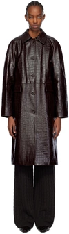 Totême Langer Ledermantel Mit Kroko-effekt In 034 Dark Brown