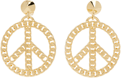 Moschino Gold Love & Peace Earrings In A0606 Shiny Gold