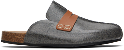 Jw Anderson Laminated Felt Loafers In Grey