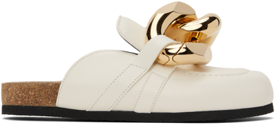 Jw Anderson Chain Loafer Leather Mules In White