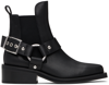 Ganni Buckle-strap Leather Ankle Boot In 099 Black