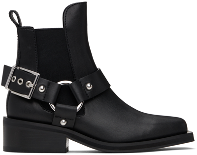 GANNI BLACK LOW CUT BIKER CHELSEA BOOTS