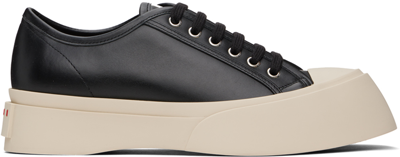 Marni Black Leather Platform Sneakers In Cream