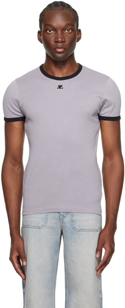 Courrèges Gray Contrast T-shirt In Purple
