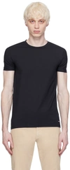Zegna T-shirt With Round Neck In Blue Scuro Unito