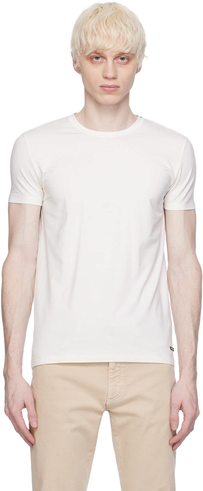 Zegna V-neck T-shirt In Bianco Naturale