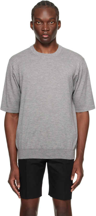 Auralee T-shirt Hard Twist Aus Baumwolle Und Kaschmir In Top Gray