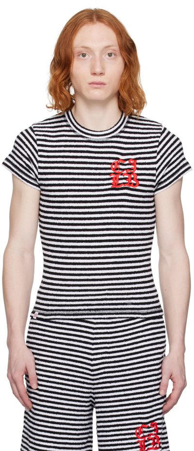 Charles Jeffrey Loverboy Black & White Towelling Baby T-shirt In Blwstw