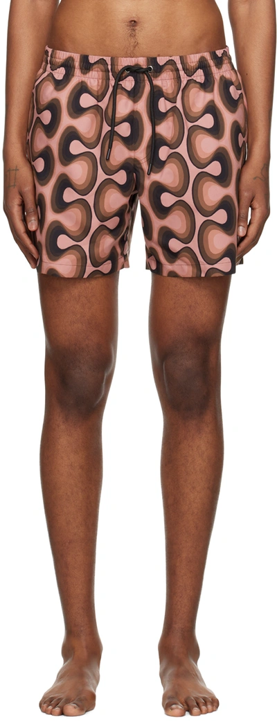 Dries Van Noten Pink Printed Swim Shorts In Land