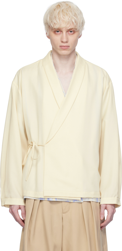 King & Tuckfield Off-white Wrap Tie Shirt In Vanilla