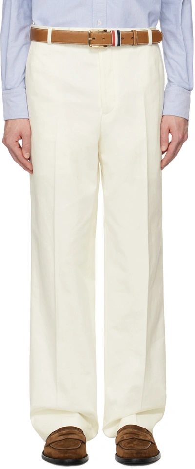 Thom Browne White Low-rise Trousers In 100 White