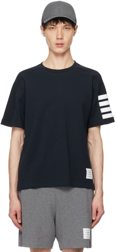 Thom Browne Navy 4-bar Striped T-shirt In Black