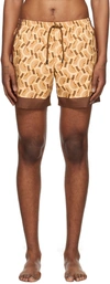 DRIES VAN NOTEN YELLOW PRINTED SWIM SHORTS