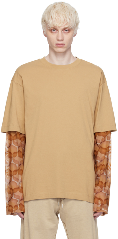 Dries Van Noten Taupe Layered Long Sleeve T-shirt In 102 Camel