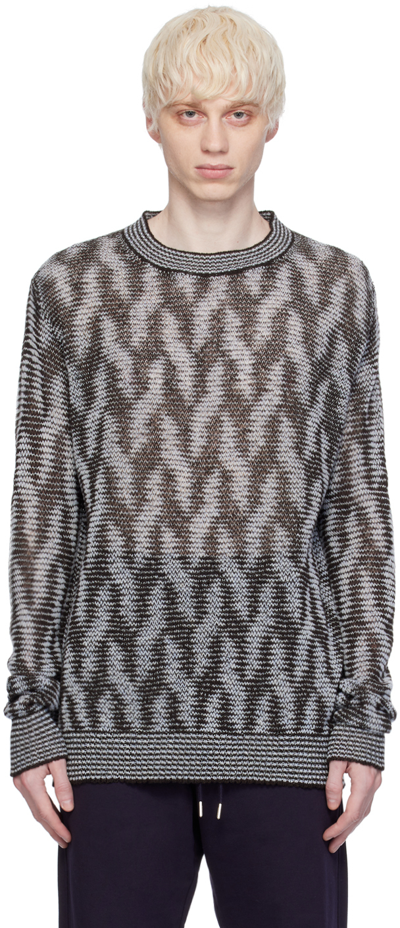 Dries Van Noten Blue & Brown Relaxed Fit Sweater In 505 Sky