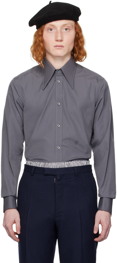 Maison Margiela Gray Pointed Collar Shirt In 510 Grey