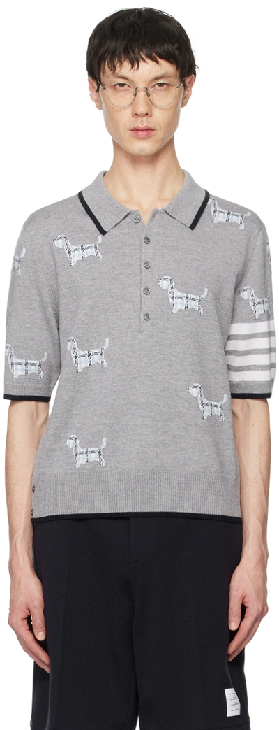 THOM BROWNE GRAY HECTOR 4-BAR STRIPE POLO