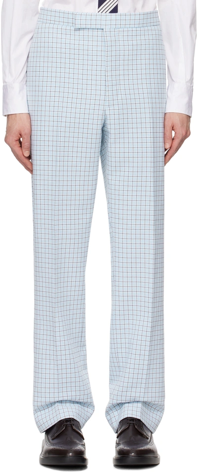 Thom Browne Blue Low-rise Trousers In 460 Medium Blue