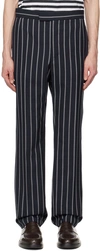 Thom Browne Striped Straight-leg Wool Trousers In 415 Navy