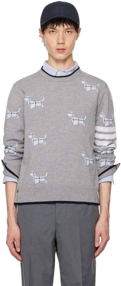 THOM BROWNE GRAY 4-BAR HECTOR SWEATER
