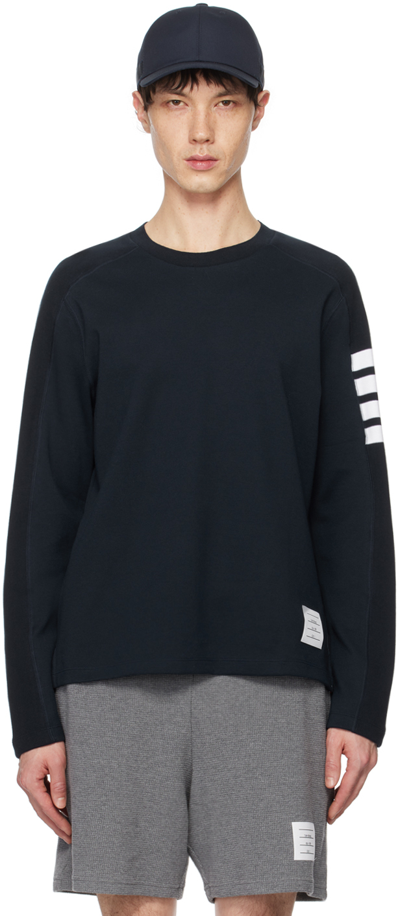 Thom Browne Navy 4-bar Stripe Long Sleeve T-shirt In 415 Navy