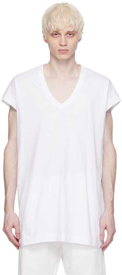 Dries Van Noten White V-neck T-shirt In 1 White