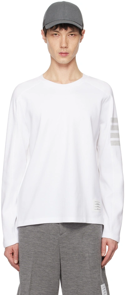 Thom Browne 4-bar Long-sleeve T-shirt In White