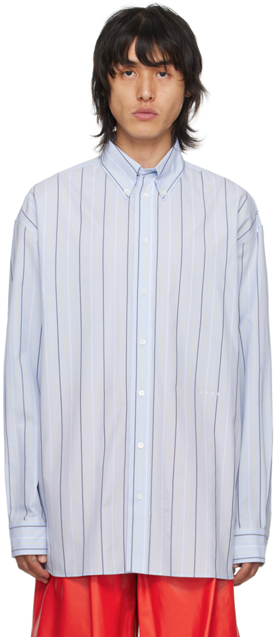 Marni Blue Striped Shirt In Stb24 Aquamarine