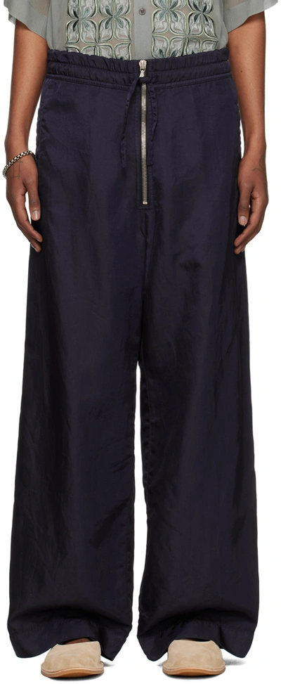 Dries Van Noten Blue Overdyed Trousers In 504 Blue
