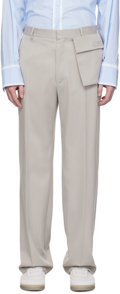 Mm6 Maison Margiela Taupe Straight-leg Trousers In 858 Taupe