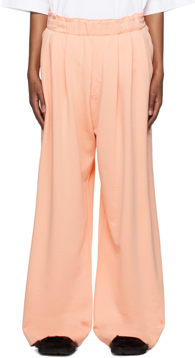 Dries Van Noten Orange Pleated Sweatpants In Peach 350