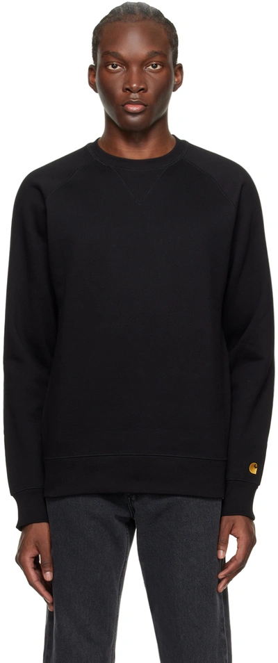 Carhartt Black Chase Sweatshirt In 00fxx Black / Gold