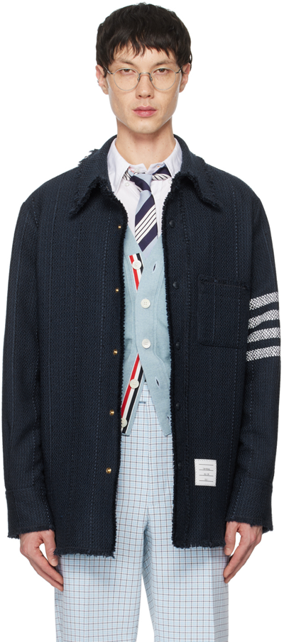 Thom Browne 4-bar Stripe Shirt Jacket In Blue