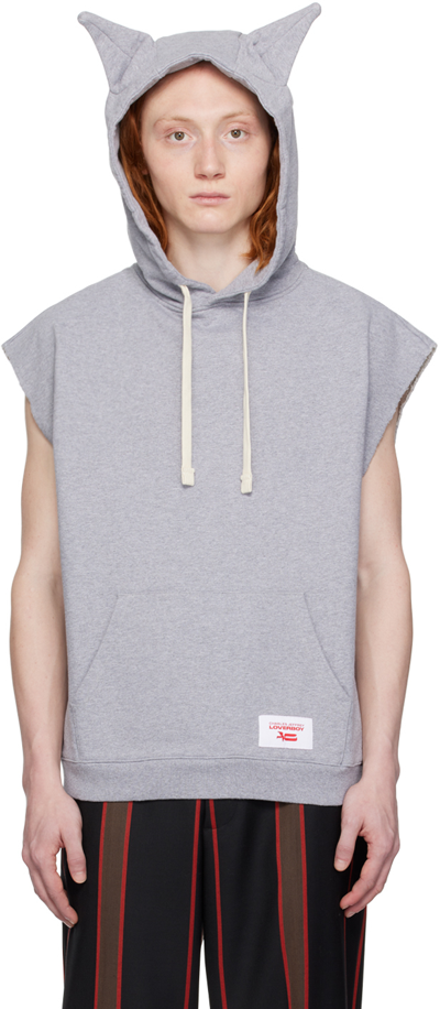 Charles Jeffrey Loverboy Label Ears Sleeveless Hoodie In Grey