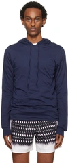 DRIES VAN NOTEN INDIGO DRAWSTRING HOODIE