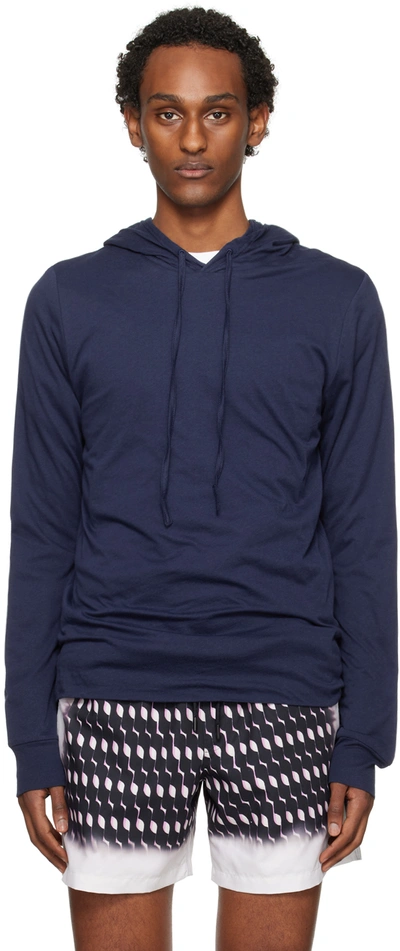 Dries Van Noten Indigo Drawstring Hoodie In 517 Dark Blue