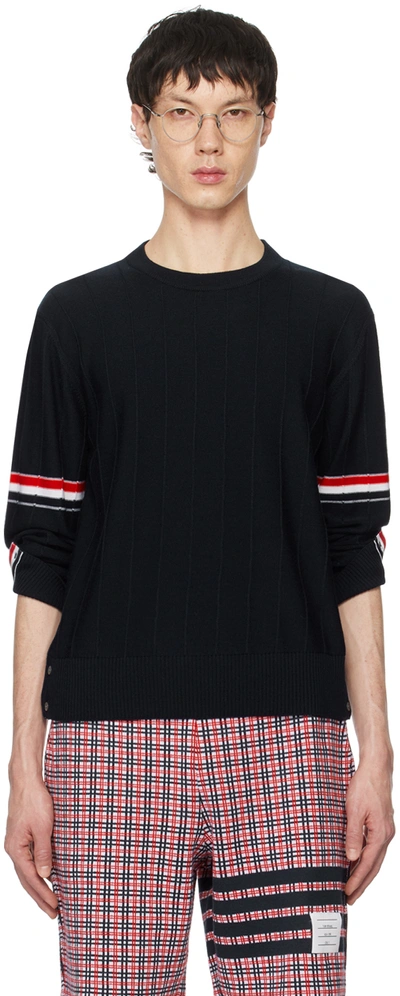 Thom Browne Navy Pinched Seam Sweater In 415 Navy