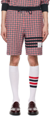 Thom Browne Check 4 Bar Sweat Cotton Shorts In 960 Rwbwht