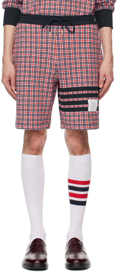 Thom Browne Check 4 Bar Sweat Cotton Shorts In Pink