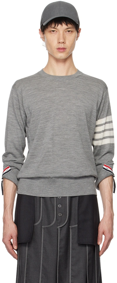 Thom Browne Gray 4-bar Sweater In 058 Pale Grey