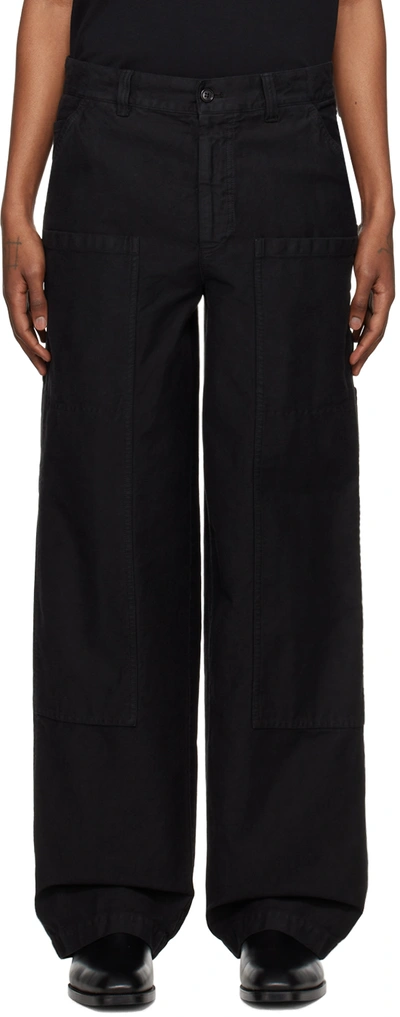 Dries Van Noten Black Hammer Loop Cargo Trousers In Black (900)