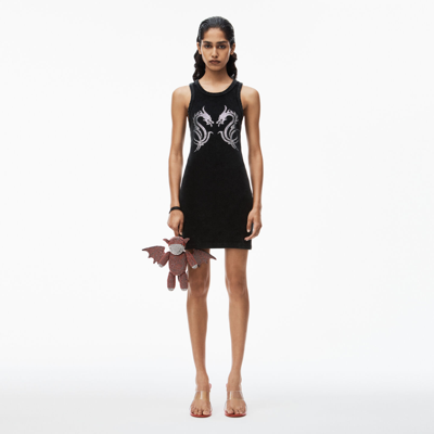 Alexander Wang Dragon Crystal Hotfix Tank Minidress In Washed Pepper