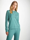 DEREK ROSE DEREK ROSE WOMEN'S PULLOVER HOODIE BASEL MICRO MODAL STRETCH TEAL