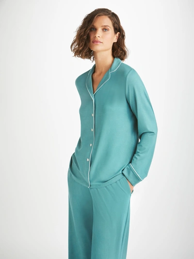 Derek Rose Women's Pyjamas Lara Micro Modal Stretch Teal In Green
